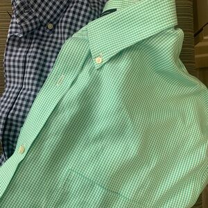 Lands End Men’s Checkered Shirts - Green and Blue XXL/T 18-18 1/2 no iron dress